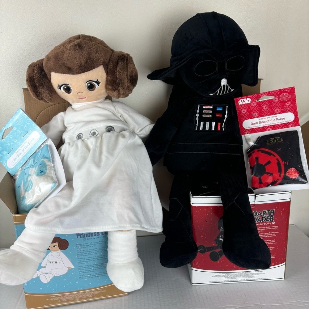Scentsy Buddies-Star Wars Darth Vader & Princess Leia-NIB-plush/gift/Baby Shower
